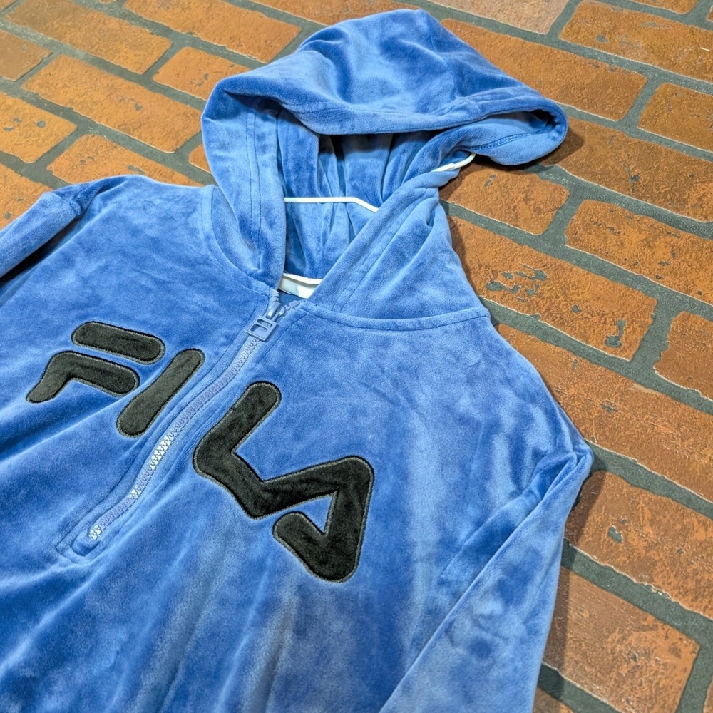 Fila Women's M Velour 1/4 Zip Hoodie Pullover Soft Athletic